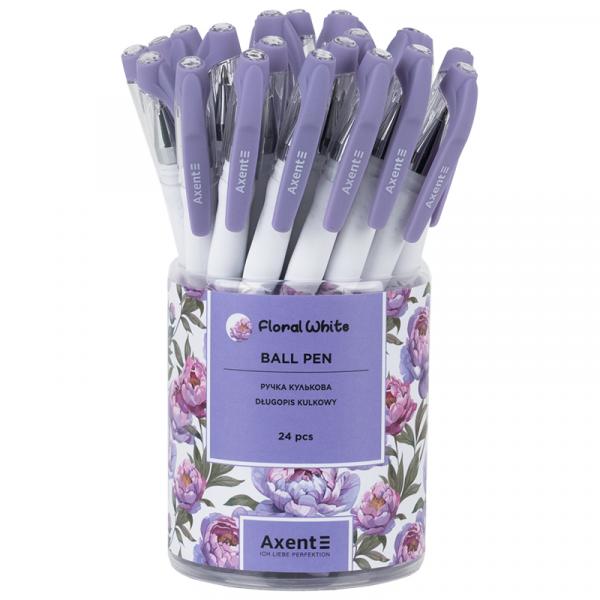 Ручка кулькова Floral White, синя