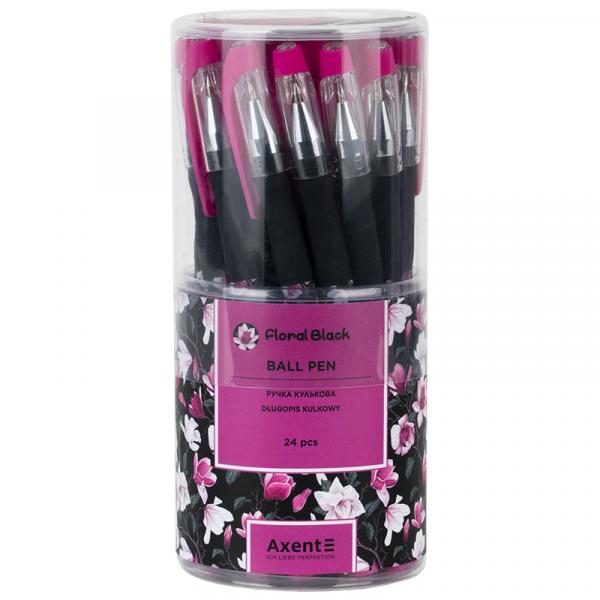 Ручка кулькова Floral Black, синя
