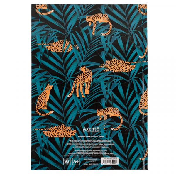Книга записна А4, 96арк., кліт., Leopard, темно синя