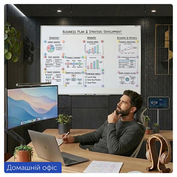 Дошка сухостираєма, магнітна, 90х120 см, алюм. рамка 22*20мм