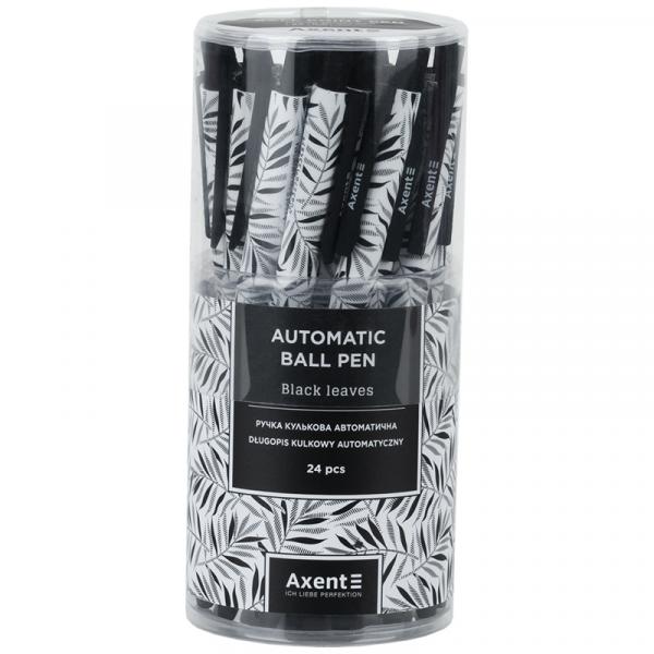 Ручка кулькова автомат., Black Leaves, синя