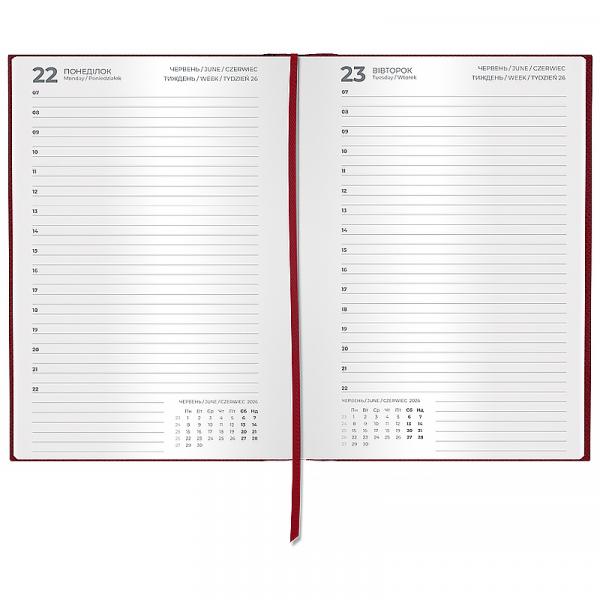 Щоденник 2026 Classic Style, 145*210, з/т бордовий