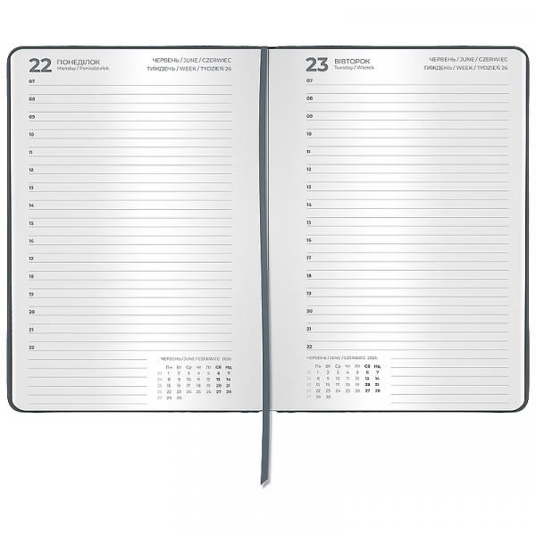 Щоденник 2026 Classic Palermo, 145*210, слп/т сірий