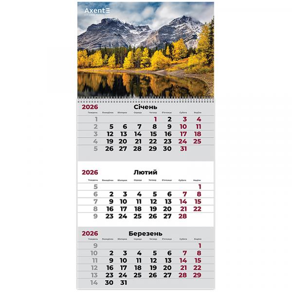 Календар настінний квартальний 2026 р.,1 пр. Nature 2