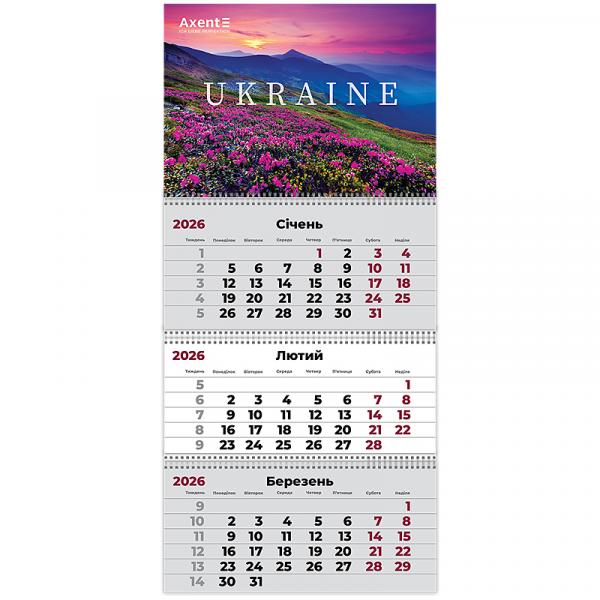 Календар настінний квартальний 2026 р.,3 пр. UA 2