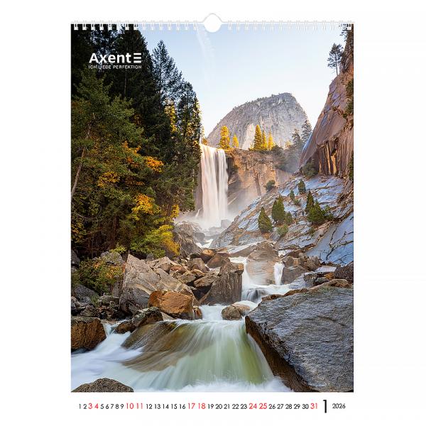 Календар настінний А3 2026 р., Waterfalls