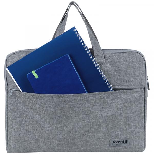 Сумка для документів текстильна А4, 1 відділ, світло-сіра