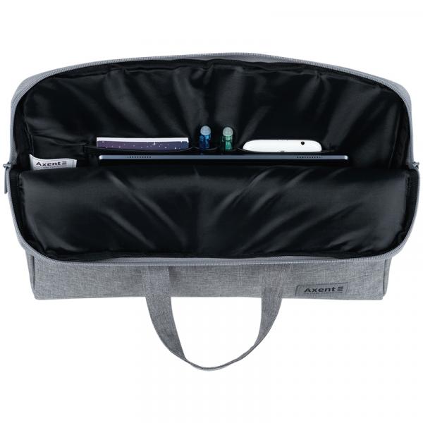 Сумка для документів текстильна А4, 1 відділ, світло-сіра