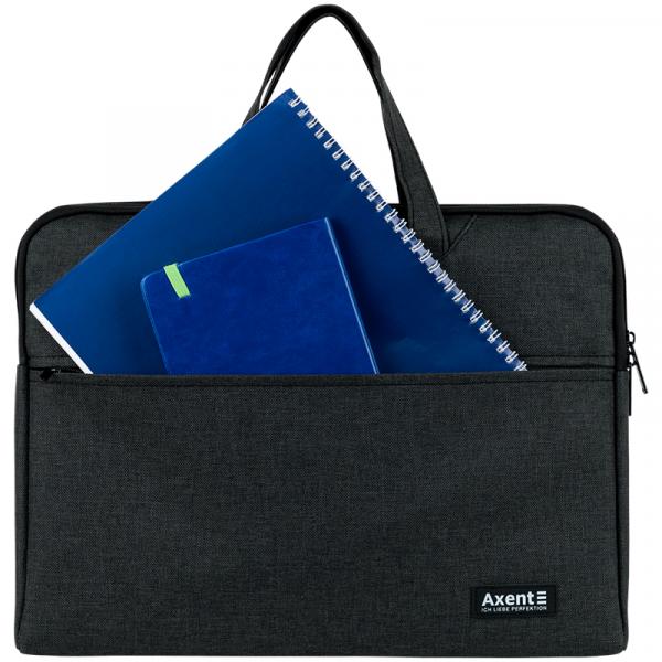 Сумка для документів текстильна А4, 1 відділ, темно-сіра