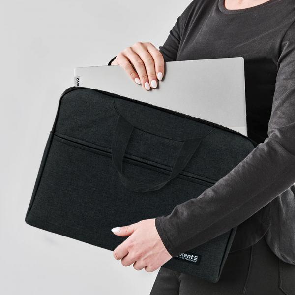 Сумка для документів текстильна А4, 1 відділ, темно-сіра