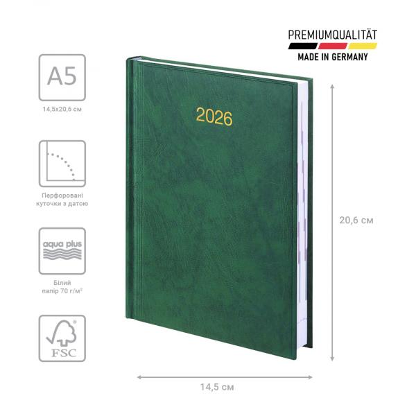 Щоденник 2026 Стандарт Miradur з/т зелений