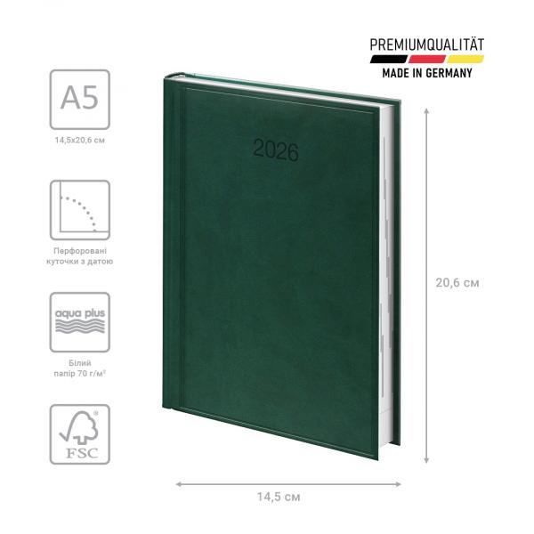 Щоденник 2026 Стандарт Torino слп/т зелений