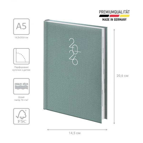 Щоденник 2026 Стандарт Linesse морський зелений