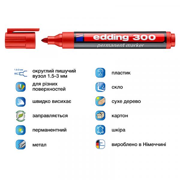 Маркер Permanent e-300 1,5-3 мм круглий червоний