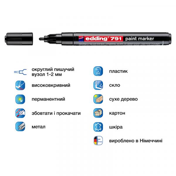 Маркер Paint e-791 1-2 мм круглий чорний