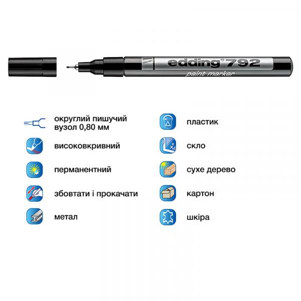 Маркер Paint e-792 0,8 мм тонкий чорний