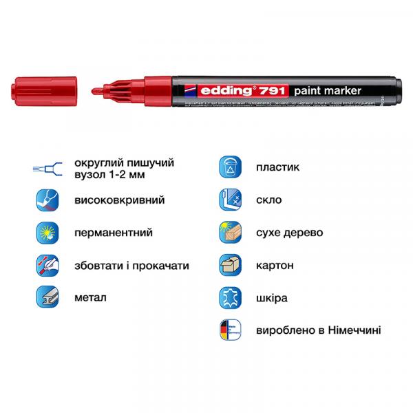 Маркер Paint e-791 1-2 мм круглий червоний