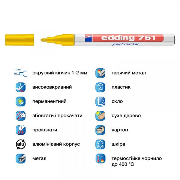 Маркер Paint e-751 1-2 мм круглий жовтий