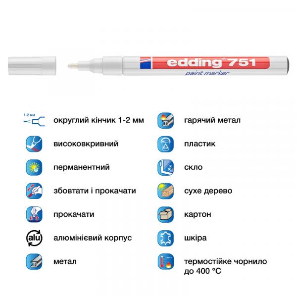 Маркер Paint e-751 1-2 мм круглий білий
