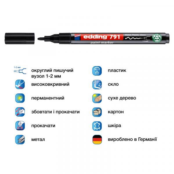 Маркер Paint e-791 1-2 мм круглий чорний