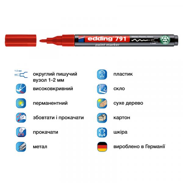 Маркер Paint e-791 1-2 мм круглий червоний