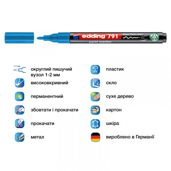 Маркер Paint e-791 1-2 мм круглий блакитний