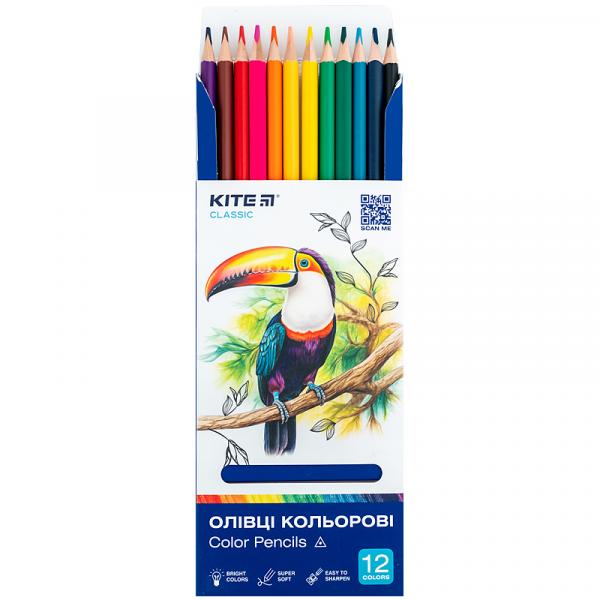 Олівці кольорові тригранні, 12 шт. Kite Classic