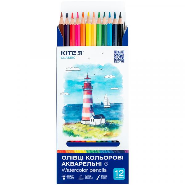 Олівці кольорові акварельні, 12 шт. Kite Classic