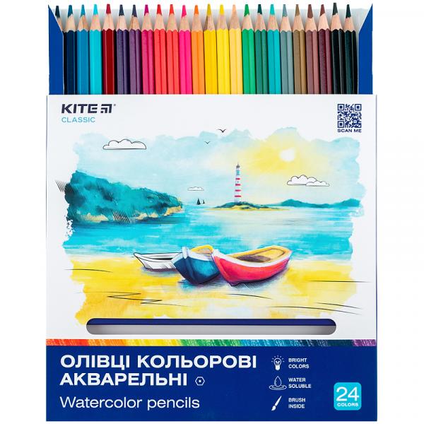 Олівці кольорові акварельні, 24 шт. Kite Classic