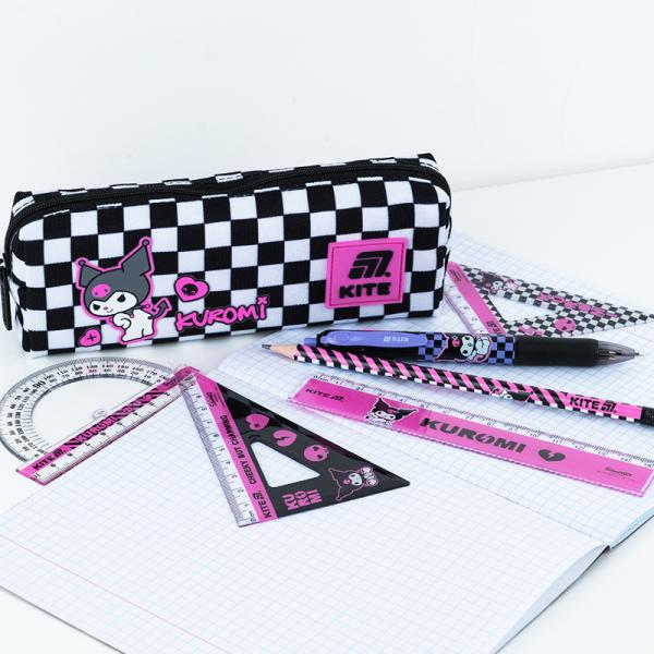 Набір: лінійка 15 см, 2 косінця, транспортир, з принтом HK