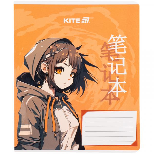 Зошит 18 арк., кл., гібр. лак + УФ лак, Kite Anime