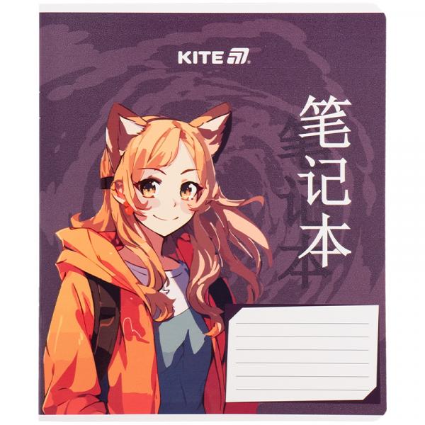Зошит 18 арк., кл., гібр. лак + УФ лак, Kite Anime