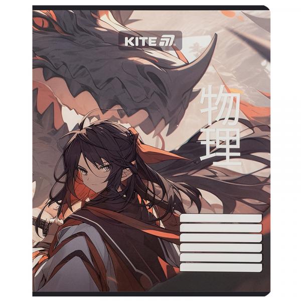 Зошит 18 арк., лін., софт-тач + УФ лак, Kite Anime