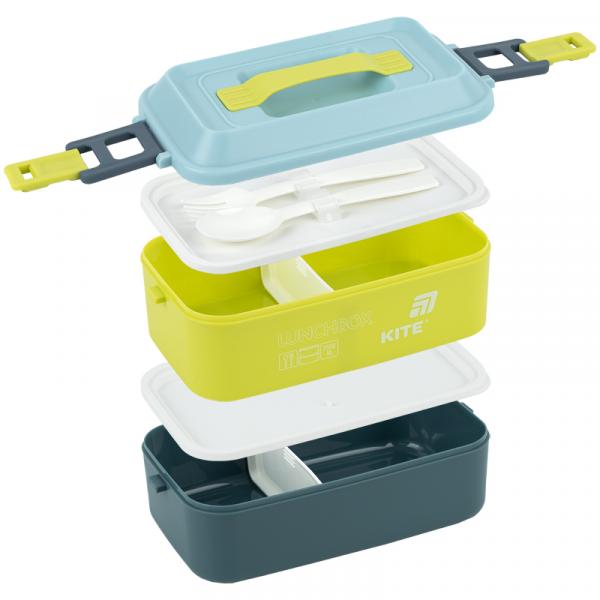 Ланчбокс подвійний з наповненням 2000 мл, синій