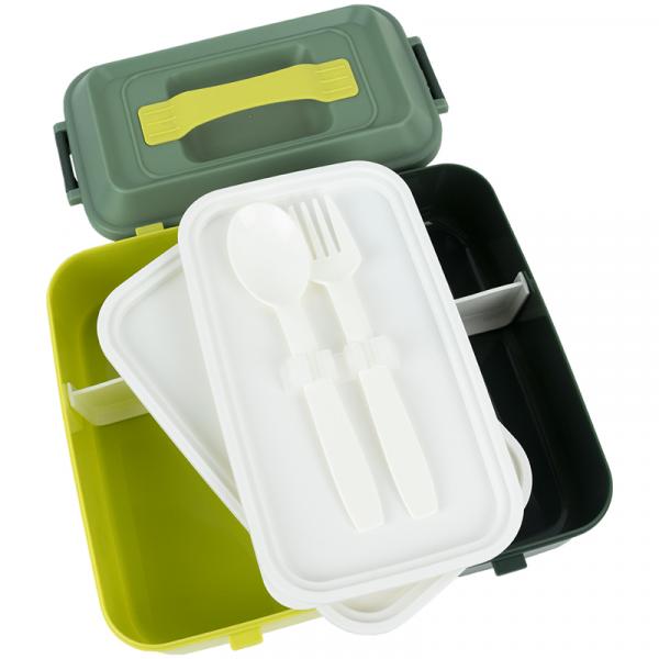 Ланчбокс подвійний з наповненням 2000 мл, зелений