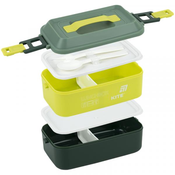 Ланчбокс подвійний з наповненням 2000 мл, зелений