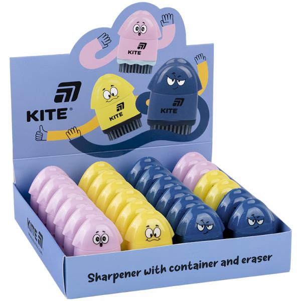 Точилка з контейнером та гумкою Faces, асорті