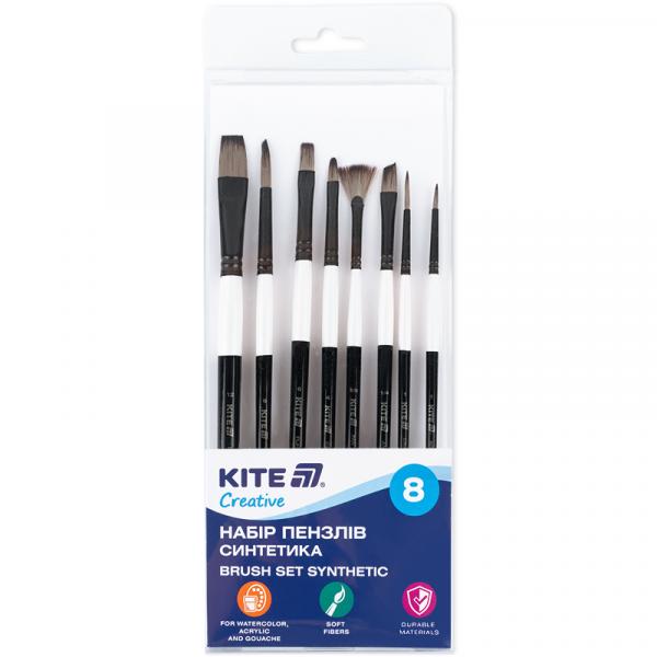 Набір із 8-ми пензлів синтетика Kite Creative