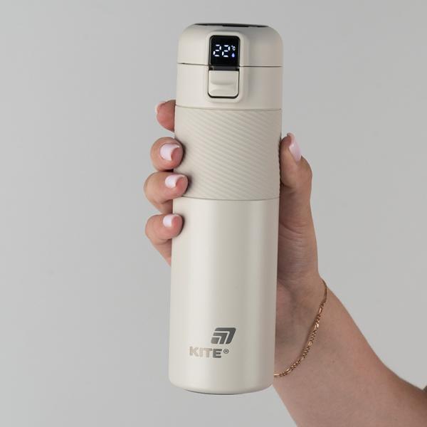Термос з термодатчиком 450 мл, бежевий