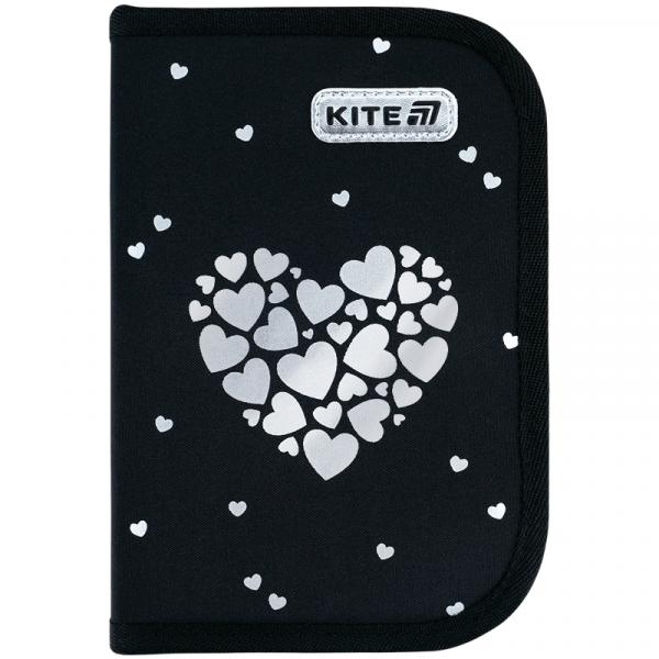 Пенал Kite 1 від., 2 відв., без наповнення 622 Black&Silver
