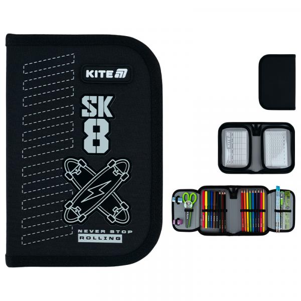 Пенал Kite 1 від., 2 відв., з наповненням 622H Skate