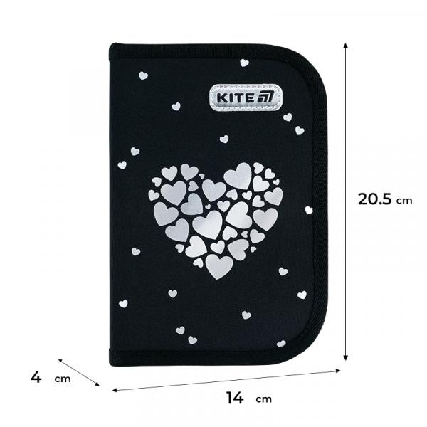 Пенал Kite 1 від., 2 відв., з наповненням 622H Black&Silver