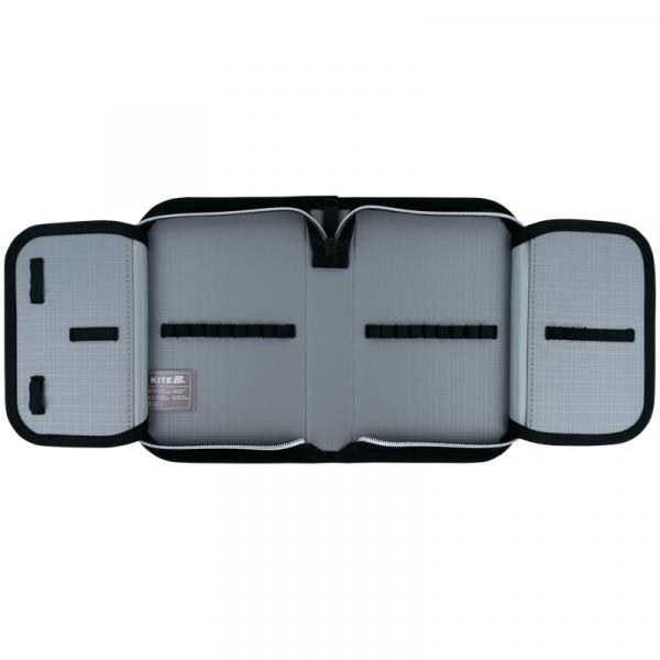 Пенал Kite 1 від., 2 відв., з наповненням 622H Black&Silver