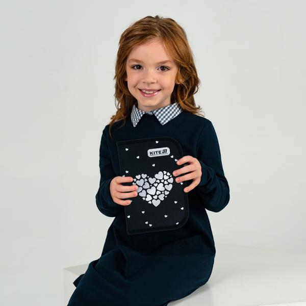 Пенал Kite 1 від., 2 відв., з наповненням 622H Black&Silver