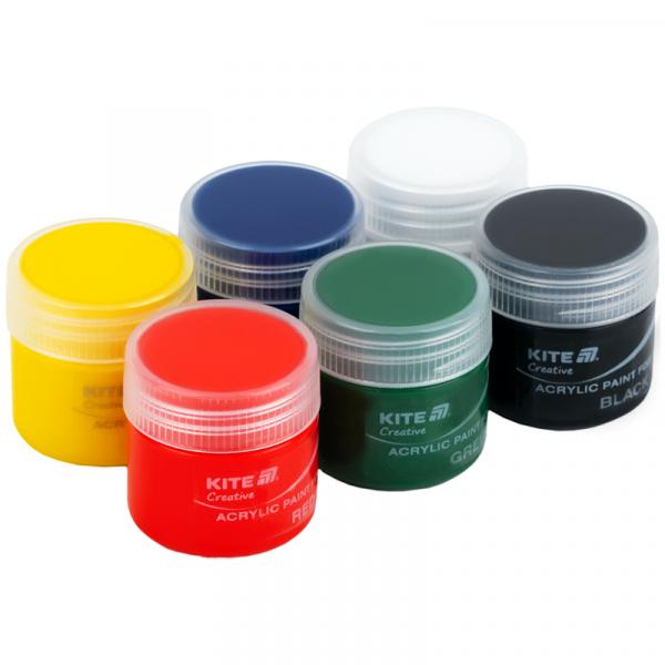 Фарби акрилові для тканини, 6 кольорів, 20 мл, Kite Creative