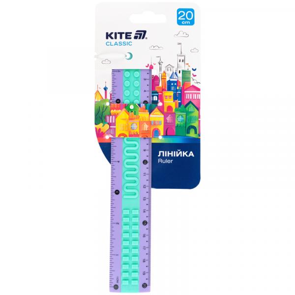 Лінійка пластикова 20см Kite Classic, фіолетово-зелена