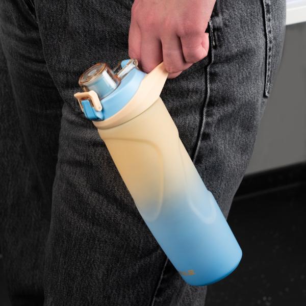 Пляшечка для води 760 мл, бежево-синя