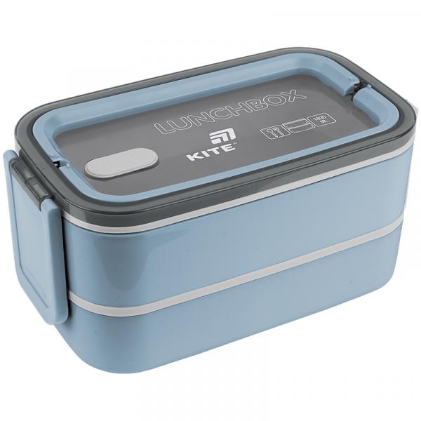 Ланчбокс подвійний з наповненням 1400 мл, синій