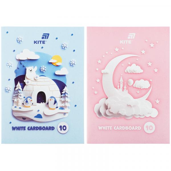 Картон білий односторонній А4 (10арк), папка, Kite