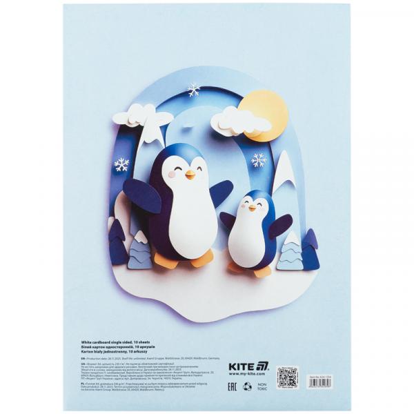 Картон білий односторонній А4 (10арк), папка, Kite